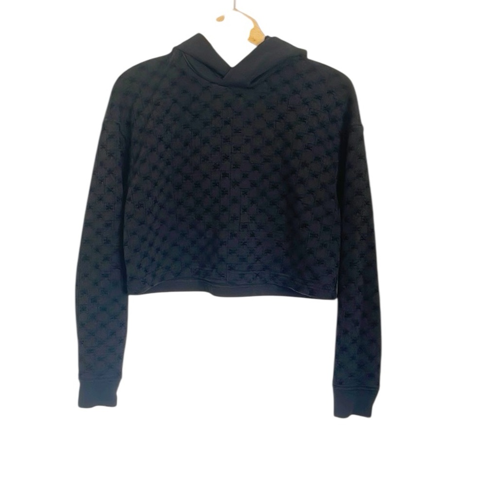 Elisabetta Franchi Maglia Donna Crop Hooded Black Sweatshirt size 44 EU / L